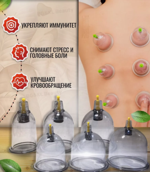 Набор Вакуумные банки для хиджамны и массажа с насосом и магнитами 18 шт. NEW